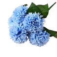 thumbnail image 1 of Ramo de flores artificiales de 5 cabezas Ceremonia de banquete de boda Decoración floral Tela de seda Flor falsa con hojas, Azul Eigraketly HA6561-04B, 1 of 6