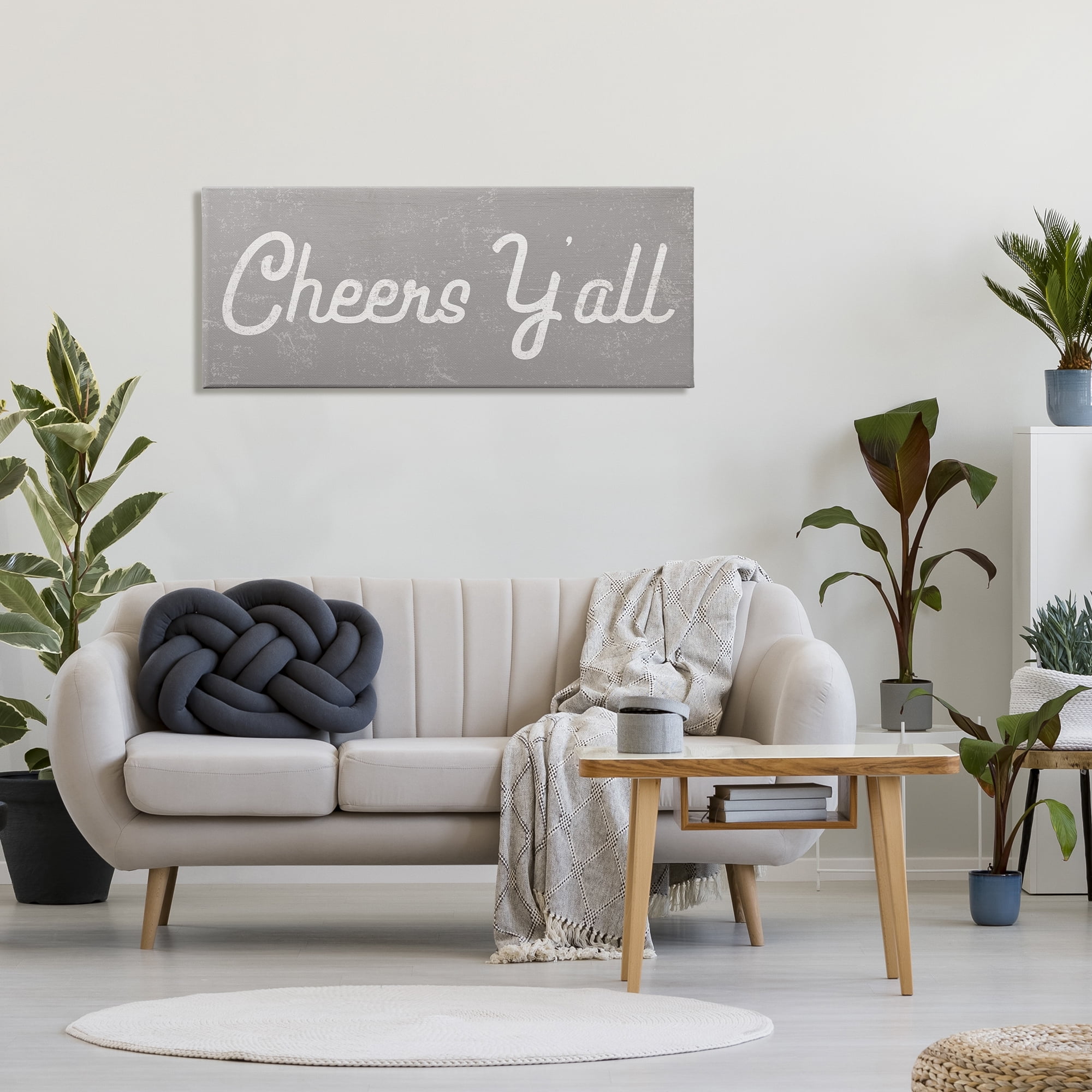 Stupell Industries Cheers Y'all Country Saying Happy Hour Distressed Pattern, 20 x 48, Designed by Daphne Polselli
