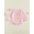 thumbnail image 5 of Baby Girl Fall Clothes Long Sleeve Puppy Plaid Bubble Romper Smocked Outfit, 5 of 9