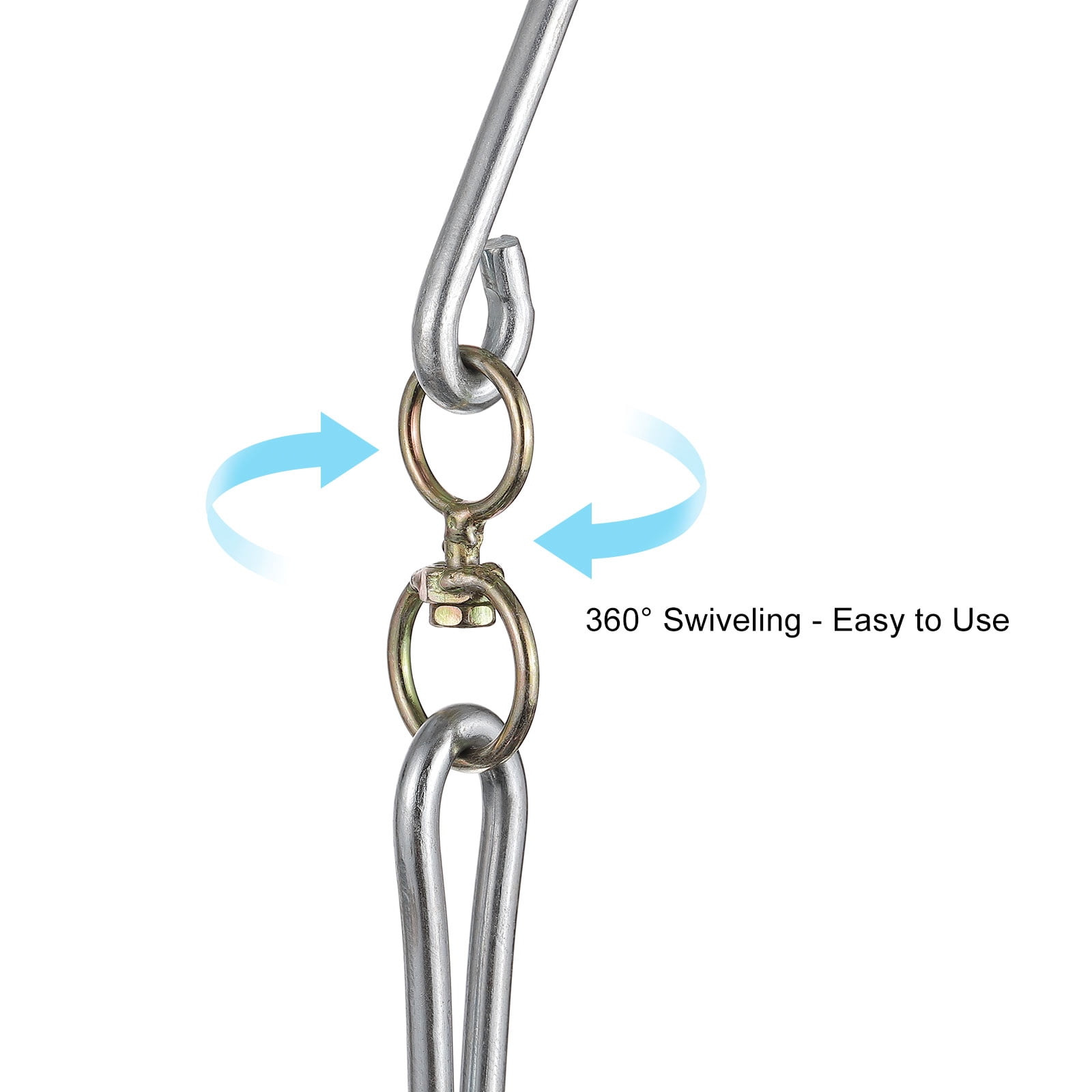 Unique Bargains Double Meat Hooks Galvanized Integrated Swivel Hooks Silver 12" x 0.27"