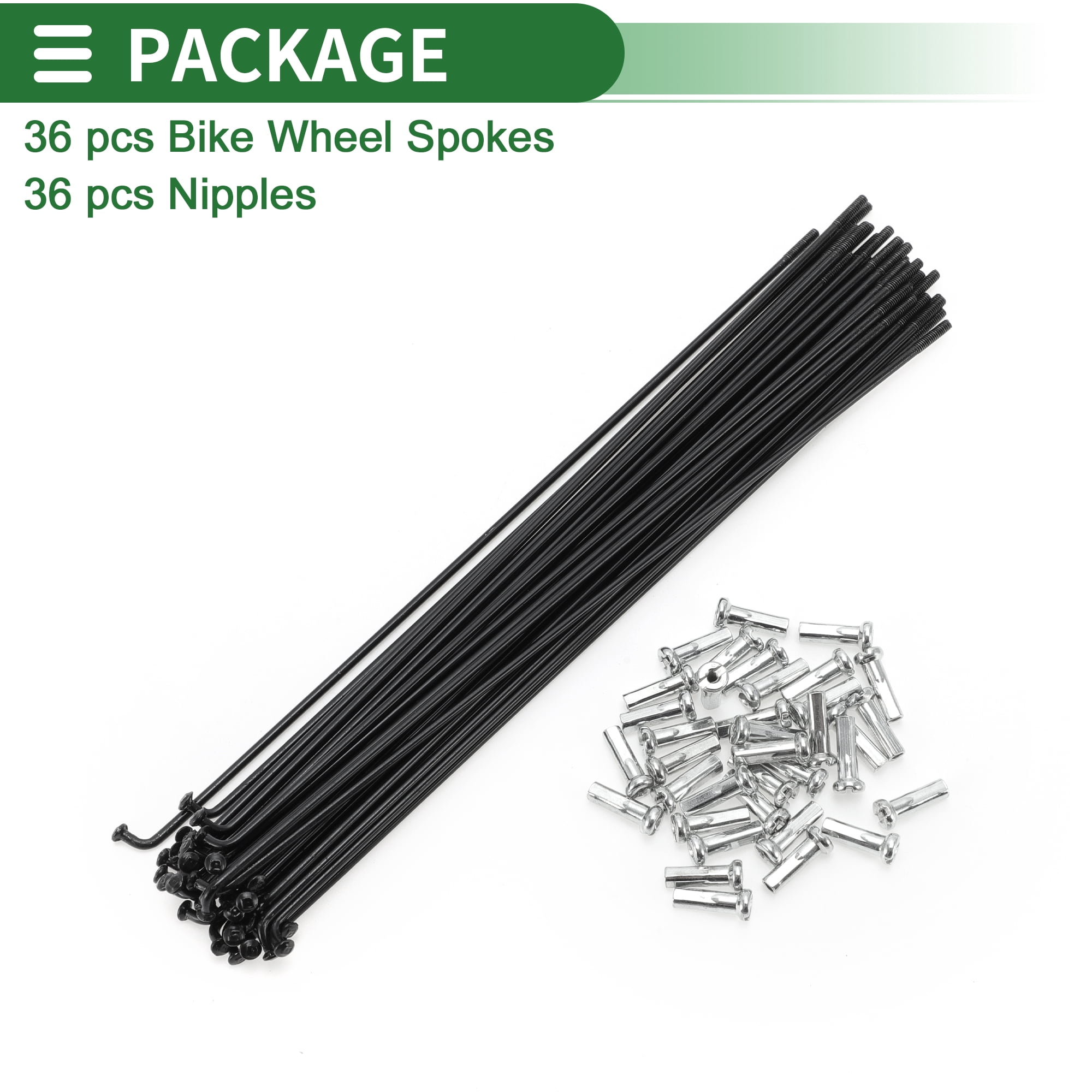 Unique Bargains 36Pcs Universal Bike Wheel Spokes 14G Carbon Steel Black 7.05"