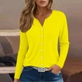 thumbnail image 6 of MESSIYO 3/4 sleeve cardigan for women Knit Shrugs Sweater Cardigan Sweater open front cardigan for women Summer Tops 2025 V Neck Print Shirts Casual Button Down Blouses Yellow XL, 6 of 6