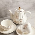 thumbnail image 2 of SWEEJAR Porcelain Tea Sets British Royal Series,Cups& Saucer with Teapot Sugar Bowl Cream Pitcher Teaspoons and Tea Strainer,Suitable for High Tea, Wedding, Party,Morning Glory Flower, 2 of 5