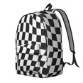 thumbnail image 2 of Black and White Wavy Checkered Backpack for School, Cute School Bag with Adjustable Shoulder Straps and Padded Back, 15.7"x11.8"x5.5", 2 of 5