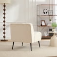 thumbnail image 6 of 24.4" Wide Modern Upholstered Armless Chair with Black Metal Legs, Velvet Accent Chair for Living Room,Bedroom,Office and Reading Room,Beige, 6 of 14