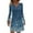 Dark Blue, variant on Women's Long-sleeved Casual Midi Dresses V-Neck Print Casual Dress