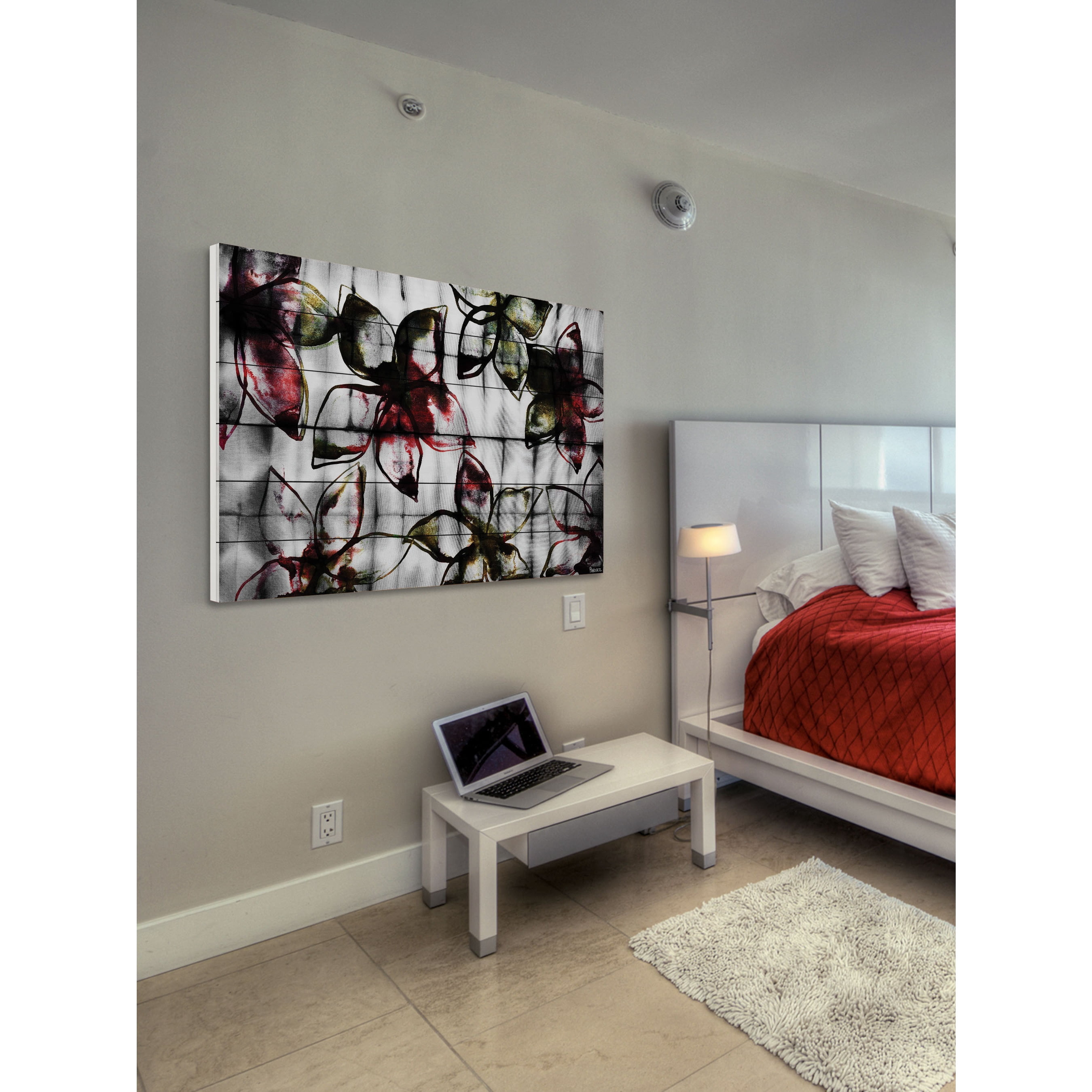 Parvez Taj  - Floral Outlines Painting Print on Brushed Aluminum 36 x 24