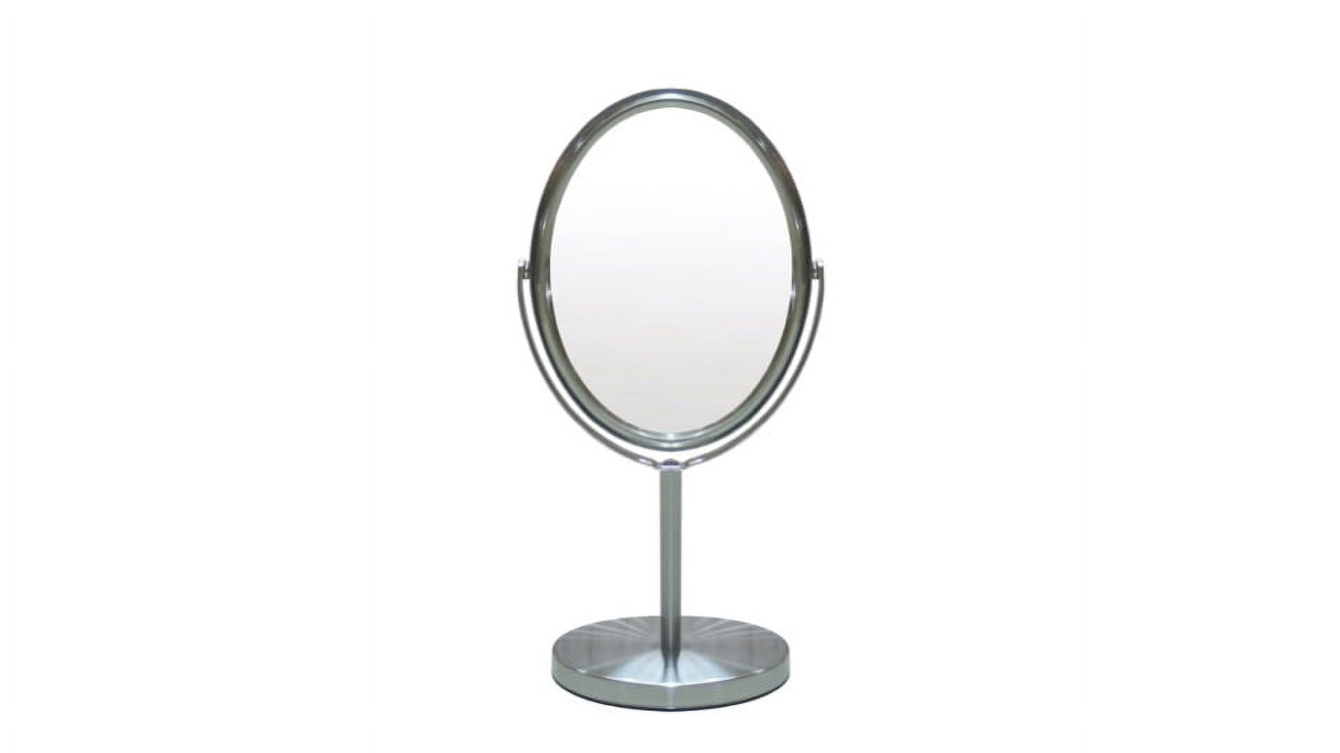 Eden Bath Oval Two Sided 5X Nickel Framed Freestanding Makeup / Shaving Mirror