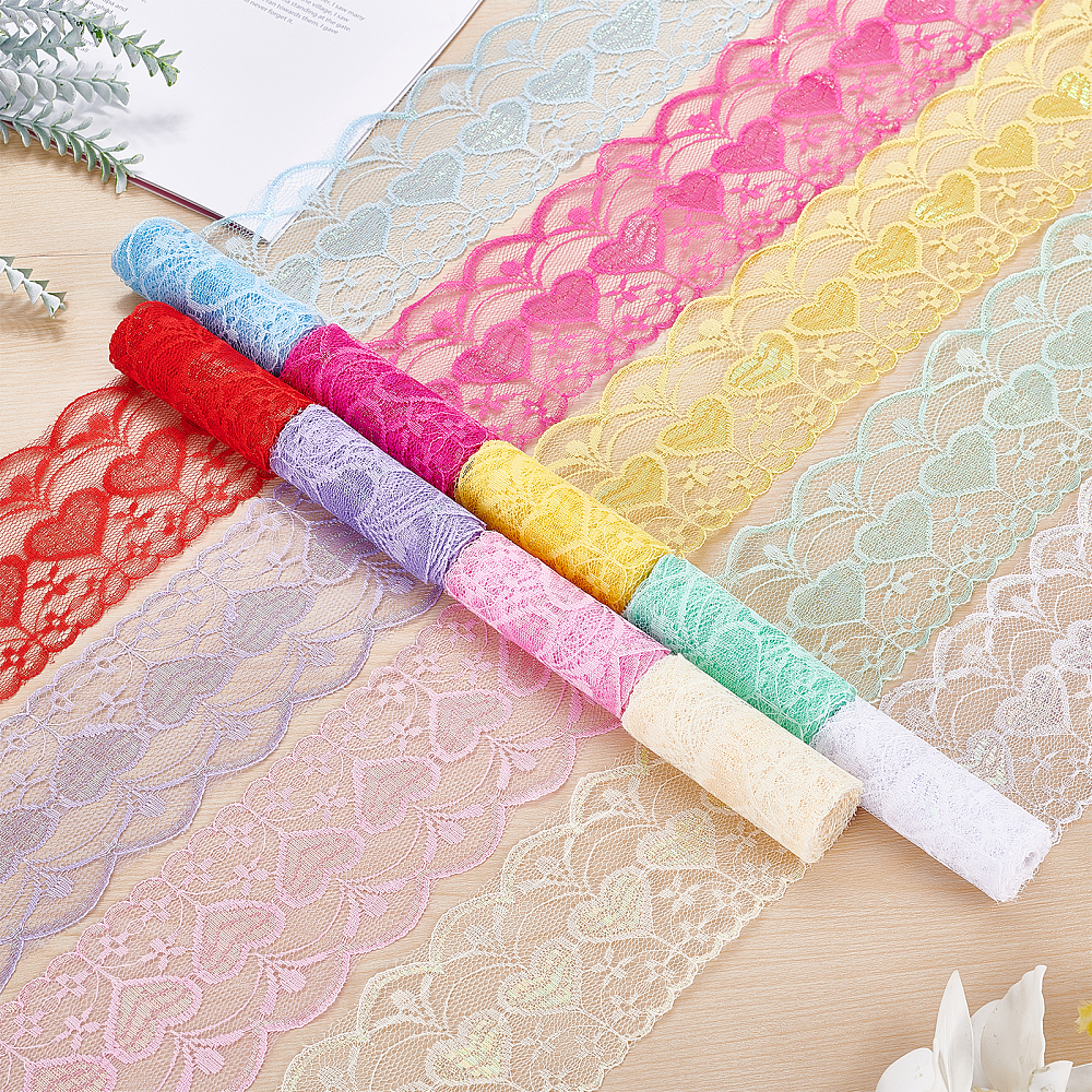 1 set Nonelastic Lace Trim with Cotton Lace Trim Ribbon Mixed color 3 inch(75mm)