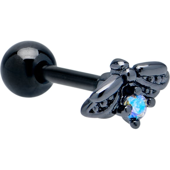 Body Candy 16G Womens 6mm Black 316L Stainless Steel Beauty Bug Mens Cartilage Earring Helix Tragus Jewelry 1/4"