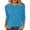 502_Blue, variant on QASIEATN Sweaters for Graceful Women Fashion, Autumn Solid Color Round Neck Strip Bottom Loose Casual Seven Quarter Sleeve Top, Womens Fall Tops