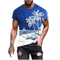 thumbnail image 1 of Camisetas de Manga Larga para Hombres Imprimir Fallow Cuello Redondo Camiseta, Moda Casual Manga Corta Mezcla de Algodón/Lino, 1 of 9