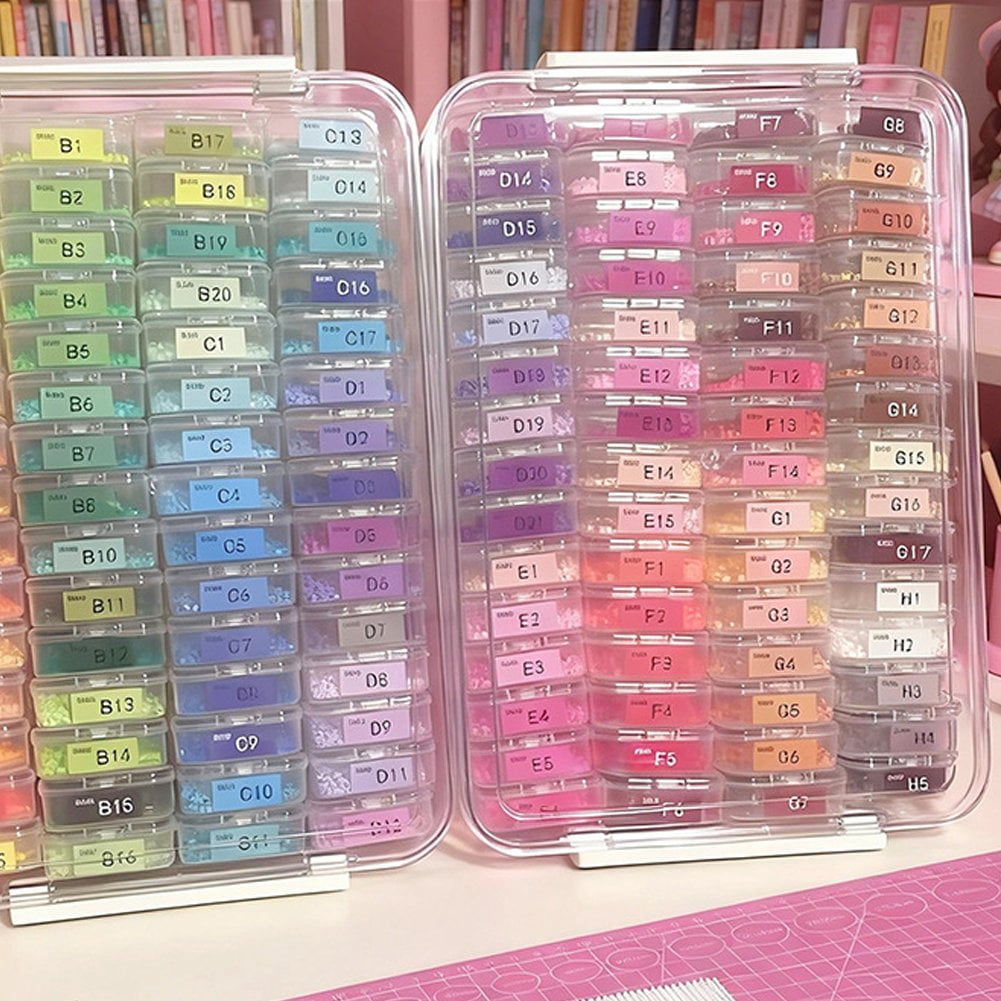 Hzzsbu 60 Slots Transparent Diamond Bead Storage Organizer Box