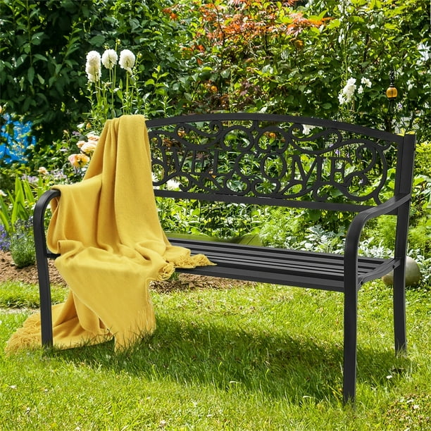 Balancin Jardin Exterior VidaXL Banco De Patio Negro De Plazas