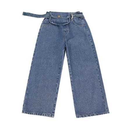 

Baby Pants Tollder Girl High Elastic Waist Flare Leg Pants Casual Long Wide Leg Pants Bag Jeans Trousers Toddler Girl Pants Toddler Sweatpants(Color:Blue Size:4-5 Years)