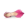 thumbnail image 4 of BLISSFUL STEP Women's Bow Knot Pointed Toe Block Heel Pumps Hot Pink 7.5, 4 of 8