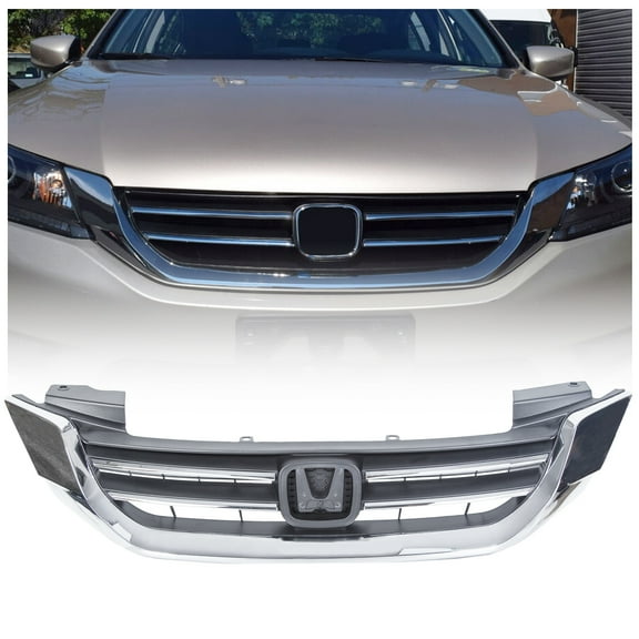 Kojem Front Upper Grille Fit for 2013-2015 Honda Accord 2014 Bumper Hood Grill Chrome/Black 71121T2FA01 HO1200214