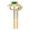 thumbnail image 3 of 1.8 ct Brilliant Round Cut Emerald 18K Yellow Gold Halo Solitaire with Accents Engagement Bridal Wedding Ring Band Set size 4, 3 of 7