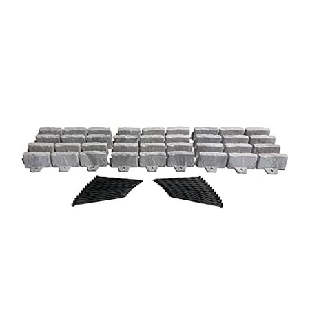 EasyFlex 3602G-15C-6 Stone-Look Garden Border No-Dig Landscape Edging Kit  Gray