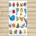 thumbnail image 1 of ABPHQTO Cartoon Sealife Fish Shark Octopus Starfish Cangrejo Toallas, Playa Baño Piscina Sprot Travel Hand Spa Toalla Tamaño 75x140 cm ABPHQTO Towel-ZK-73-30x56, 1 of 1