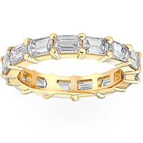Pompeii 5Ct Emerald Moissanite Eternity Ring in 14k Yellow Gold (,)
