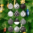 thumbnail image 5 of Set of 12 Black and White Christmas Ornaments Elegant Shatterproof Baubles for Holiday Tree Decoration, 5 of 5