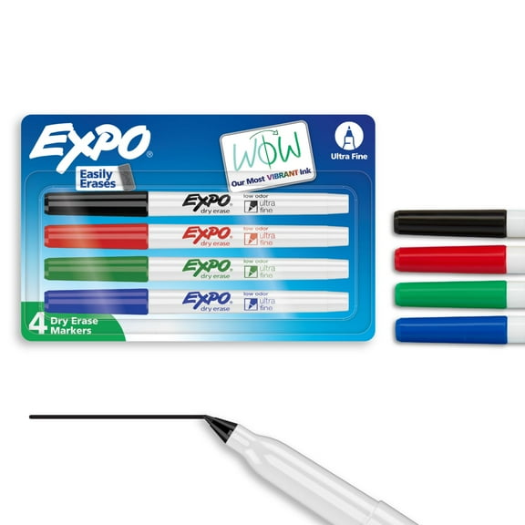 EXPO Dry Erase Markers, Ultra Fine Marker Tip, Assorted Colors, 4 Count
