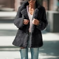thumbnail image 2 of yoeyez Winter Cute Teddy Coats for Women Long Sleeve Fluffy Jacket Heavy Sherpa Fleece Lapel Outwear Warm Fashion Open Front Overcoat My Orders Dark Gray,XXL, 2 of 5