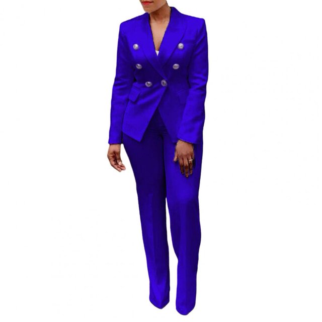 Conjunto de chaqueta y pantalón para mujer, traje cálido de cintura alta, a la moda, para vacaciones, oficina, 2 unidades