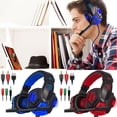 thumbnail image 2 of Casque de Jeu avec Micro et Lumière LED pour Ordinateur Portable PS4 Bleu, 2 of 7