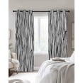 thumbnail image 2 of Black White Lines Blackout Curtains 45 Inches Long, Kitchen Black Out Window Treatments, Retro Stripes Texture Minimalist Art Thermal Insulated Lined Drapes for Small Window with Grommet 42"x45", 2 of 8