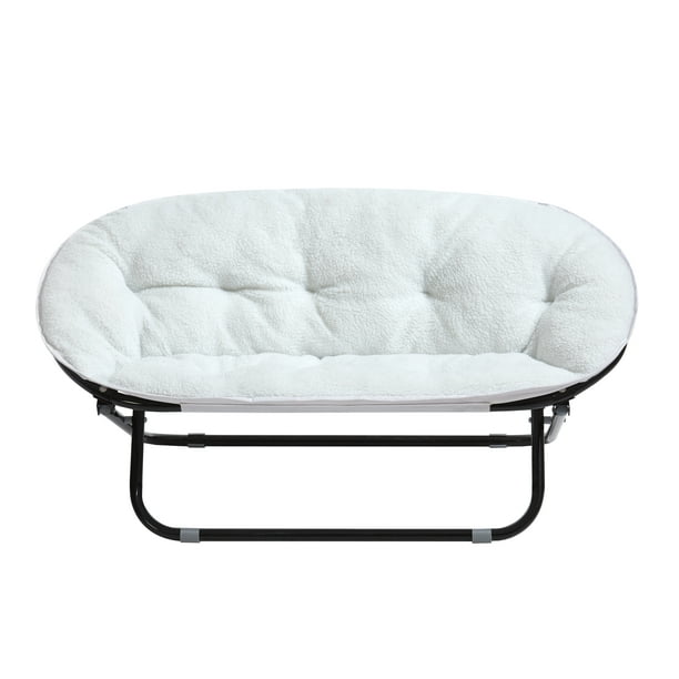 Heritage Club Kids Sherpa Double Saucer Chair, White