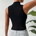 thumbnail image 4 of WRKEKC Womens Summer Tank Tops Solid Color Turtleneck Sleeveless Ribbed Knit Cropped Fit Fashion Casual Sleeveless Top for Women, 4 of 5
