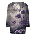 thumbnail image 5 of Floral 3/4 Sleeve Tops for Women Summer Cute T Shirts Casual Crew Neck Tunic Tee Loose Comfy Blouse, 5 of 5
