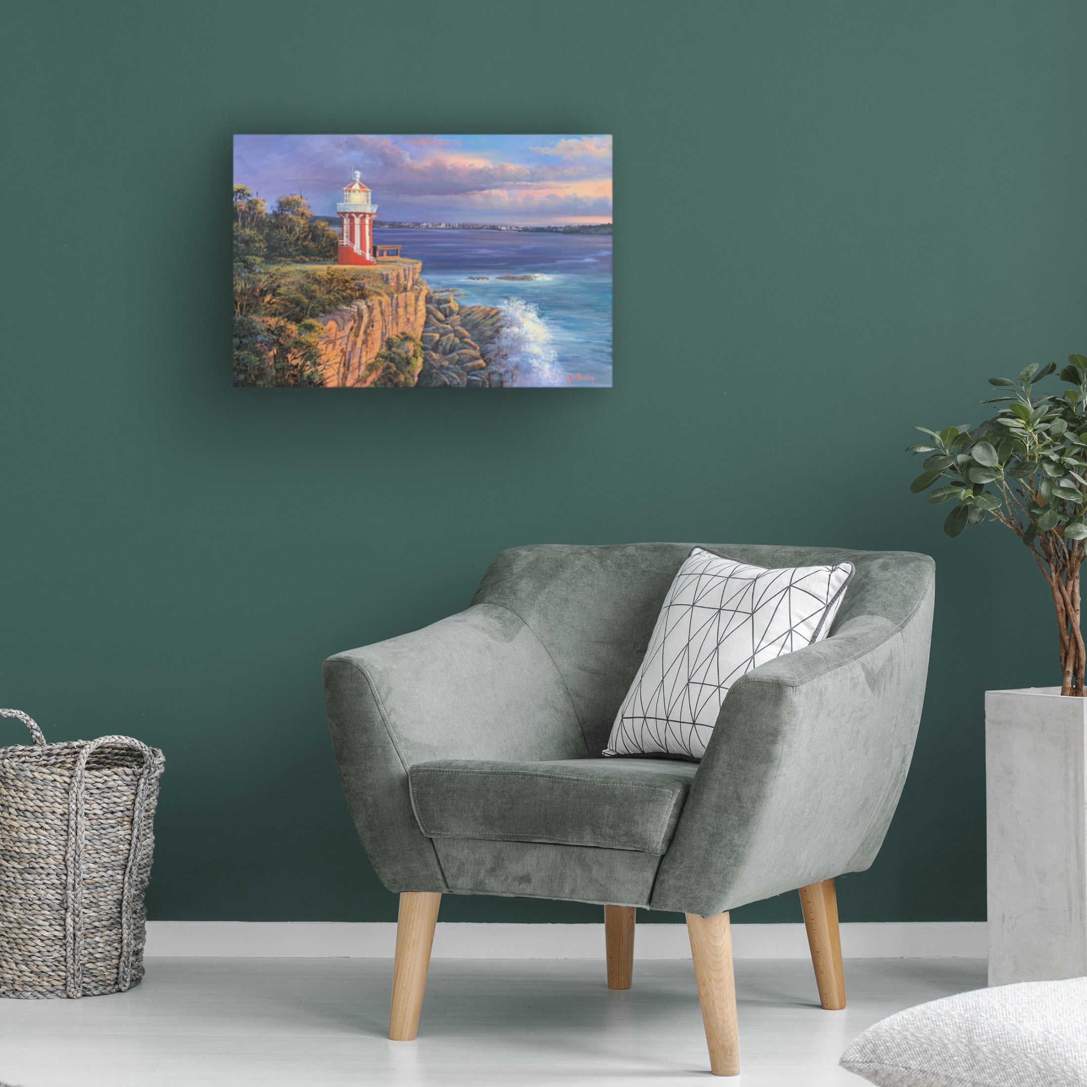 Canvas Wall Art - John Bradley 'Hornby Light - Sydney Harbour' Wall Art for Living Room, Bedroom, or Office Décor by Trademark Fine Art - 32 x 22 Inches