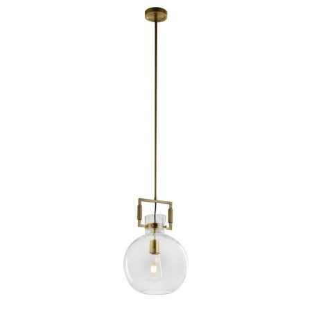

Bethel A BRASS METAL FRAME SINGLE PENDANT LIGHT WITH A CLEAR ROUND GLASS SHADE