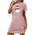 thumbnail image 2 of Women Snowman Night Gown Dresses Christmas Knee Length Dress Xmas Funny Short Sleeve Sleepwear Pajamas Gifts, 2 of 3