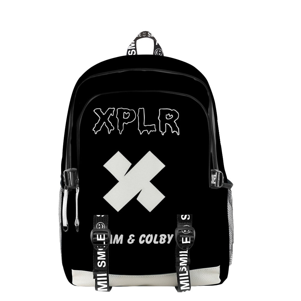 Sam and colby XPLR Merch Cloth Backpack Multi Zipper Student large