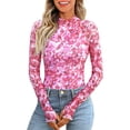 thumbnail image 2 of Womens Long Sleeve Tops Lace Long Sleeve Mesh Mockneck Trendy Cute Going Out Tops for Women Fall Fashion Outfits 2026 Clothes Womens Fashion Top Shirts, 2 of 4