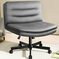 thumbnail image 5 of COMHOMA Armless Office Desk Chair with Wheels, Fabric Padded Cross Legged Office Chair, Modern Swivel Vanity Chair Height Adjustable Wide Seat Computer Task Chair, Gray, 5 of 10