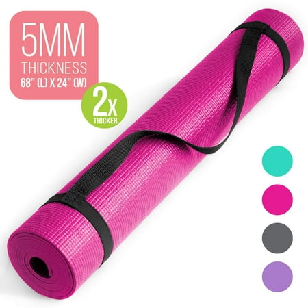Nicole Miller Yoga Workout Mat, 4MM Thick Yoga Exercise Mat for Home Gym (5MM, Pink)