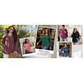 thumbnail image 7 of WellSize Womens Plus Size Tops Casual Pleated V Neck Fall Blouse Tunic Long Sleeve Shirts, 7 of 7