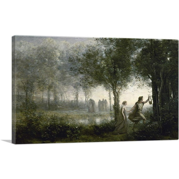 ARTCANVAS Orpheus Leading Eurydice From The Underworld 1861 Canvas Art Print by Jean-Baptiste-Camille Corot - Size: 26" x 18" (0.75" Deep)