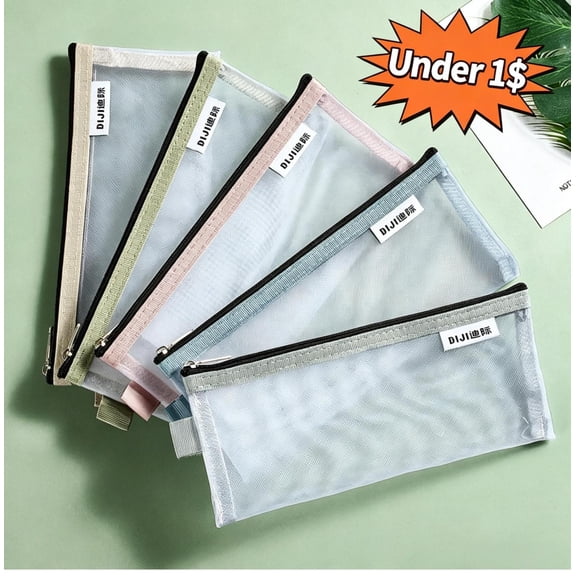 Under 1$ Product! Mesh Zipper Pencil Case, Pencil Box Pouch Box, Clear Marker Organizer Plastic Containers, Storage Boxes for Art Craft, Pen, Teacher Supplies, Pink