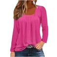 thumbnail image 2 of Casual Women's Tops Fashion Plus Size Ladies' Loose Casual Solid Color Collar Button Long Sleeved Shirt, 2 of 6