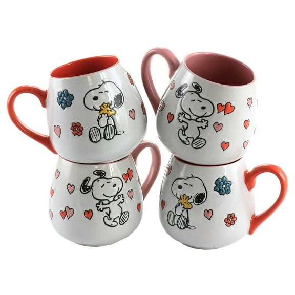 Peanuts 4 Piece 20 Ounce Stoneware Wax Relief Cup in 2 Assorted Designs