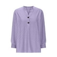 thumbnail image 4 of Chandail à Capuche Oversize pour Femmes, Manches 3/4, Manches Lanterne, Décontracté, Été, Tendance, Mignon, Col Rond, Grande Taille, Violet, 4 of 6