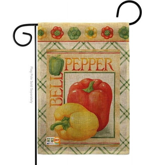Breeze Decor BD-VG-G-117040-IP-DB-D-US17-AM 13 x 18.5 in. Bell Pepper Burlap Food Vegetable Impressions Decorative Vertical Double Sided Garden Flag