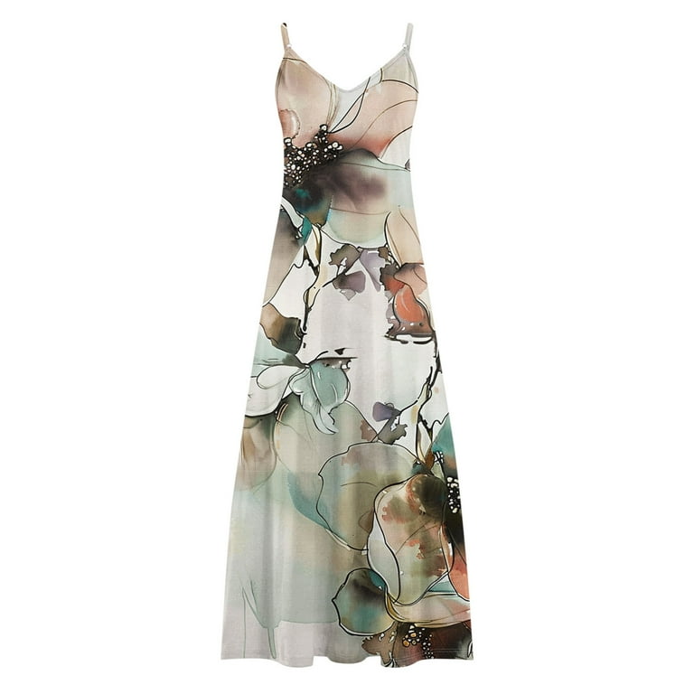 Cagogo Womens Summer Floral Swing Flowy Maxi Long Cami Sun Dresses Wedding Guest Dresses Casual Loose Sleeveless Spaghetti Strap V Neck Trendy Outfits Bridal Shower Dresses - Walmart.com Cagogo Womens Summer Floral Swing Flowy Maxi Long Cami Sun Dresses Wedding Guest Dresses Casual Loose Sleeveless Spaghetti Strap V Neck Trendy Outfits Bridal Shower Dresses - Walmart.com