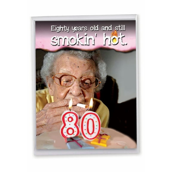 1 Large Funny Birthday Greeting Card (8.5 x 11 Inch) - Years Old and Hot Milestones 80 J9081MBG-US